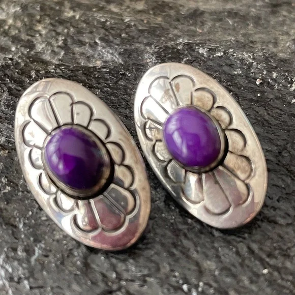 Sold Vintage Christin Wolf Sugilite Earrings. - Picture 3 of 7